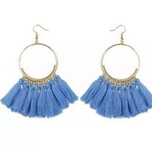Francesca's Blue Boho Tassel Earrings